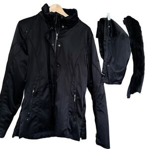 Boulder Gear Black Women sz 12 detachable fur hood SNOW winter coat Large multi